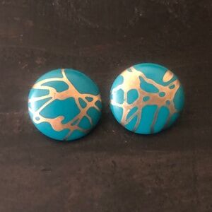 Teal Marble Stud Earrings